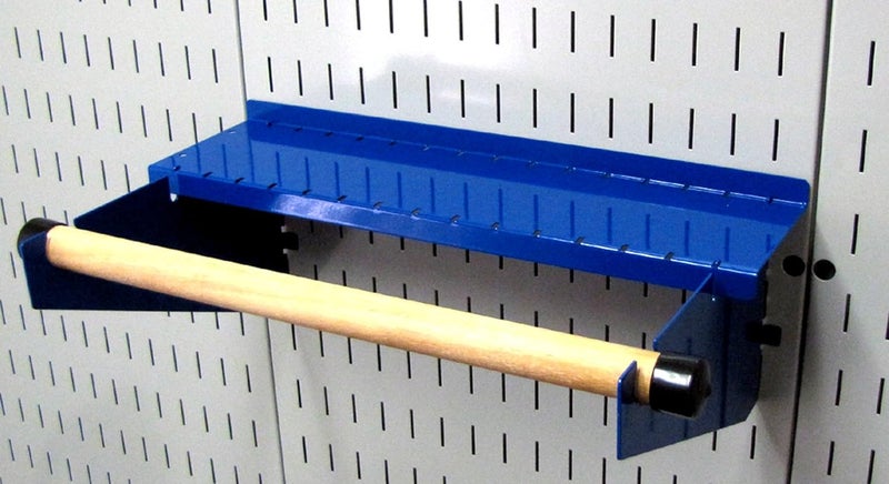 Wall Control Paper Towel Holder and Dowel Rod Pegboard Shelf Assembly for Pegboard and Slotted Tool Board - Blue - Image 3